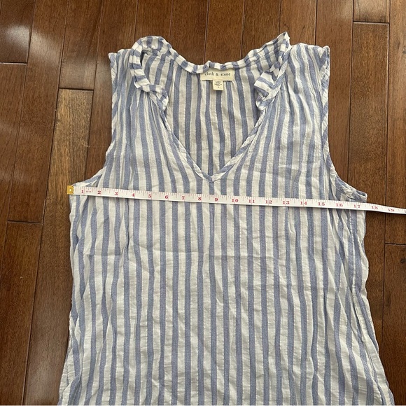 Anthropologie Cloth & Stone smock neck blue white stripe tank top blouse large - Picture 8 of 8
